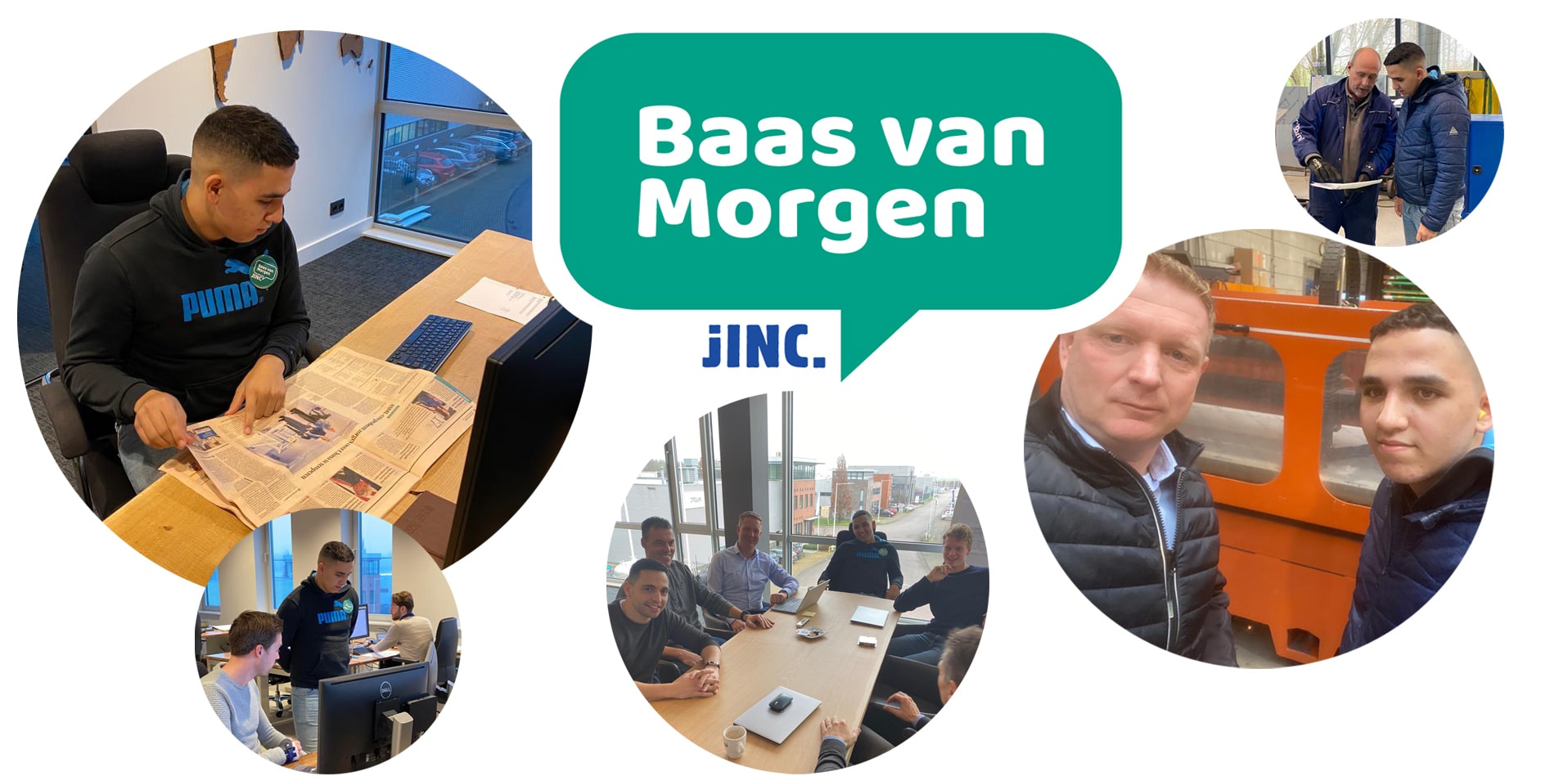 Mohammed neemt stokje over van Arno Rodenburg tijdens JINC Baas van Morgen